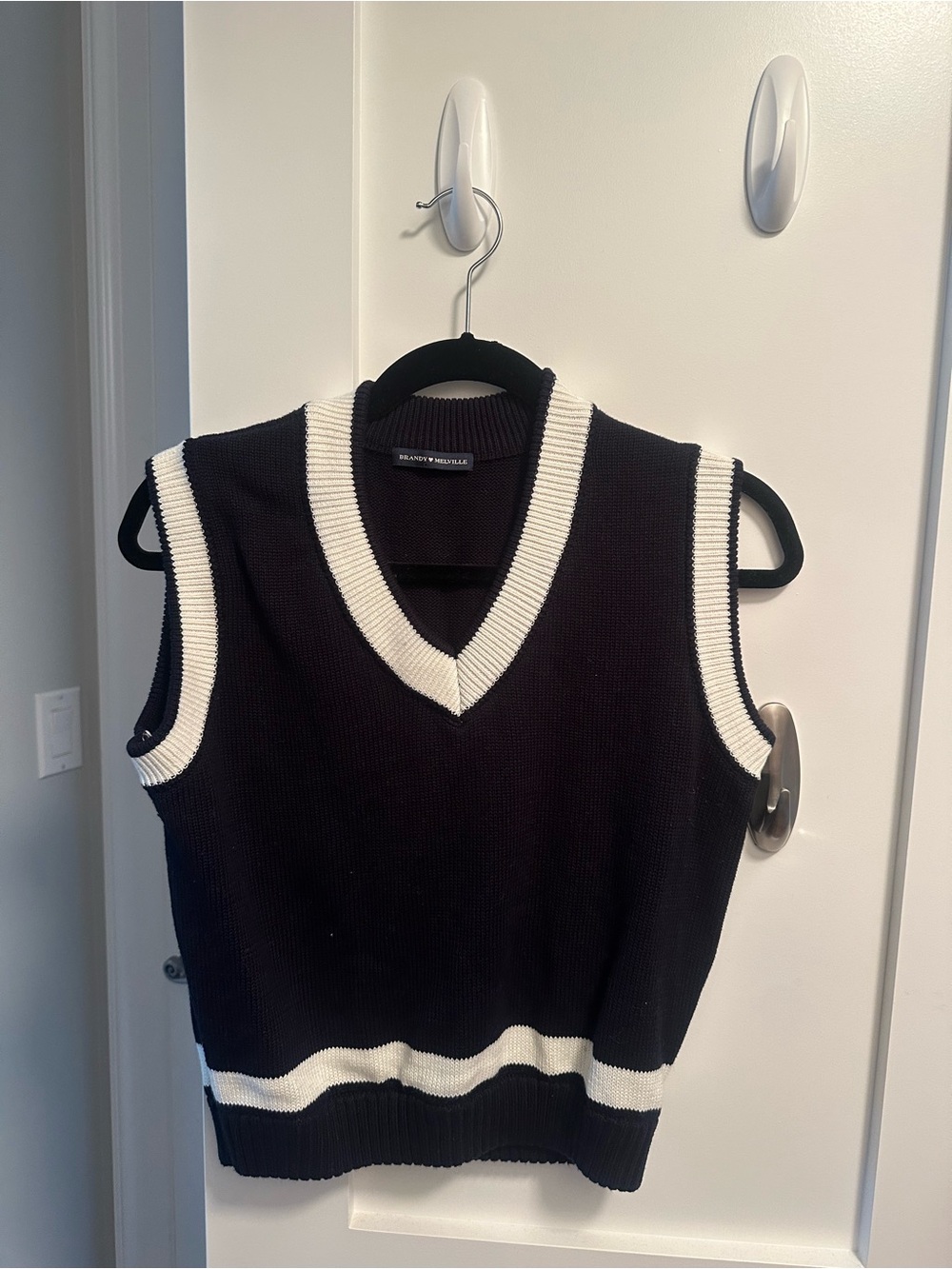 Brandy Melville Navy Sweater Vest with Cream Trim